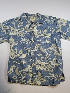 Cooke Street Honolulu Blue Hibiscus Hawaiian Shirt Mens L